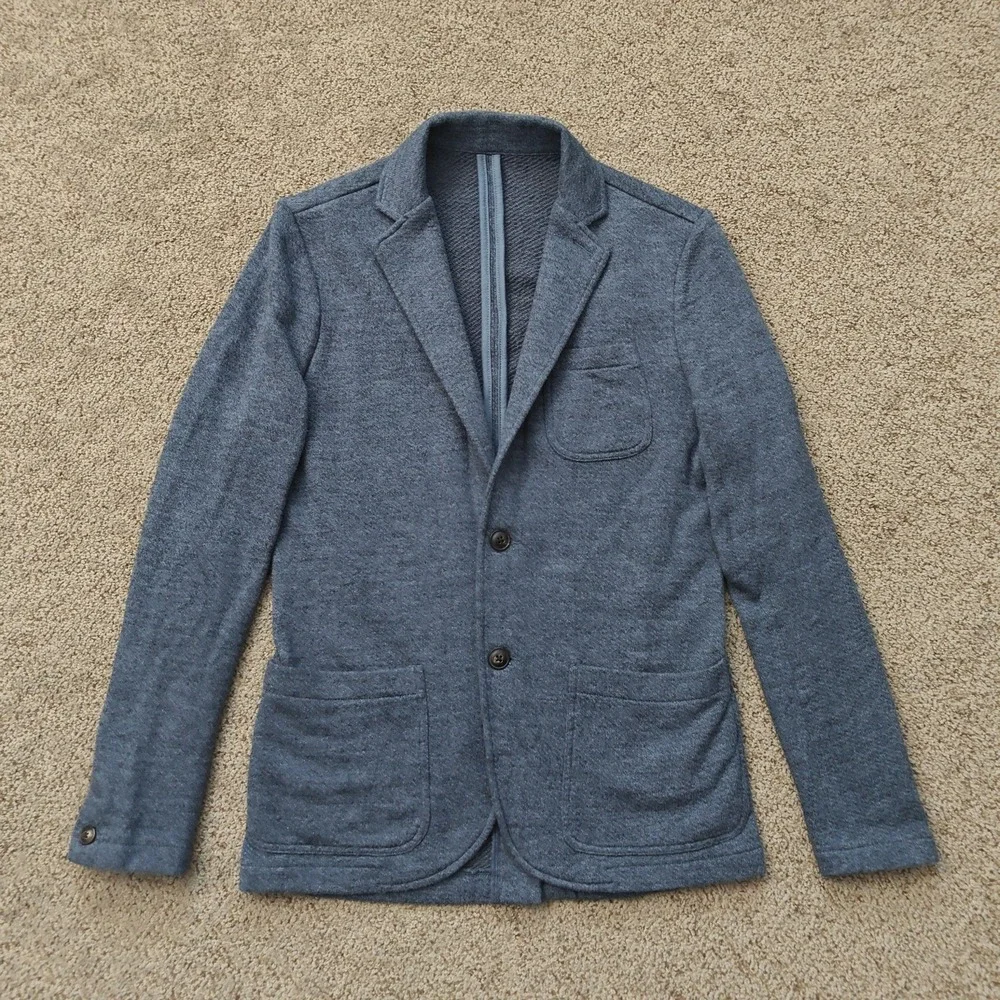 FAHERTY Mens Knit Blazer XS Gray Cotton Blend Casual Prep Tailored Jacket